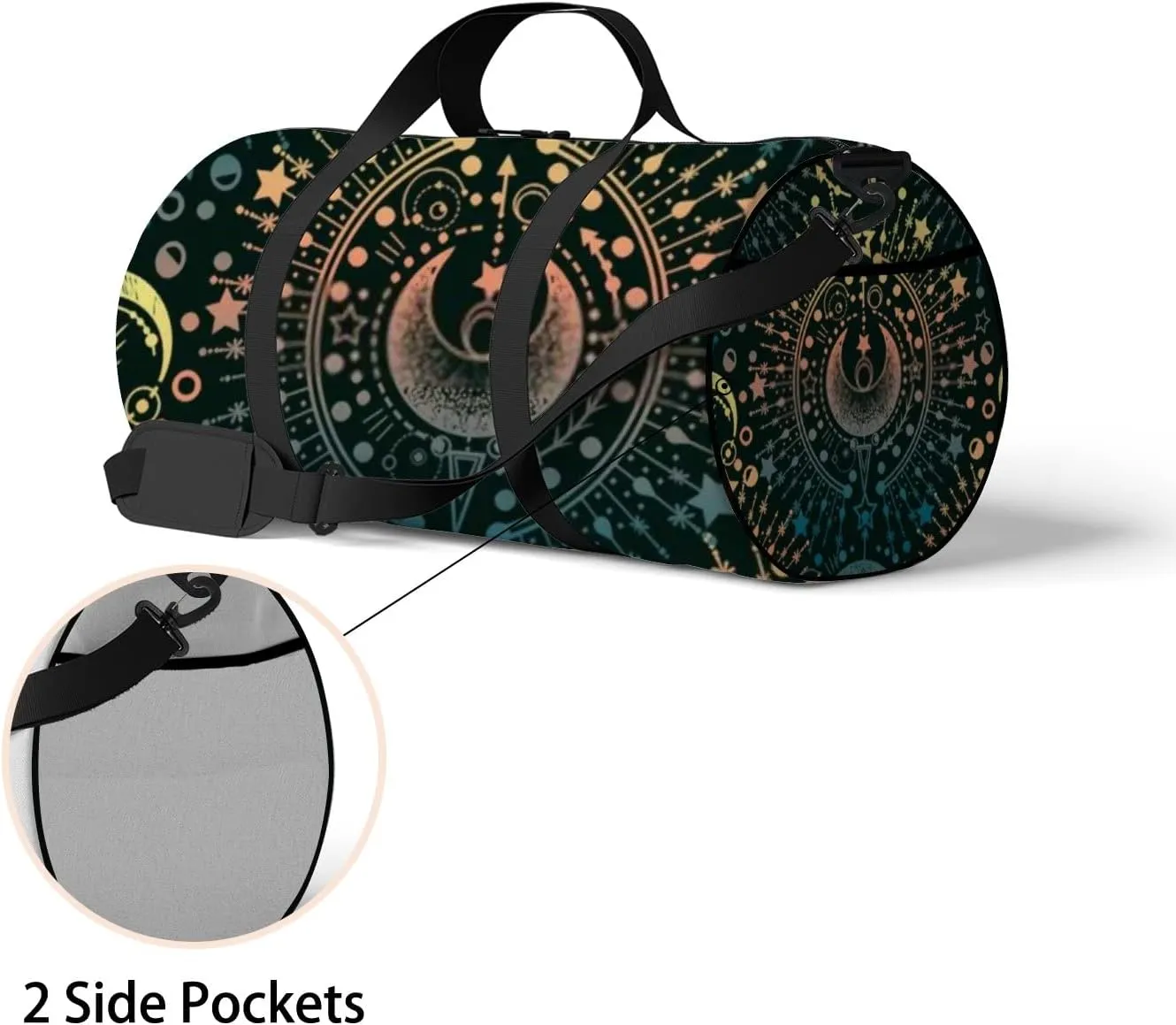 Sports Gym Bag for Women and Men Waterproof Magical Astrology Green Pattern Duffel Bag Lightweight Carryon Traveling Boarding Gripsack