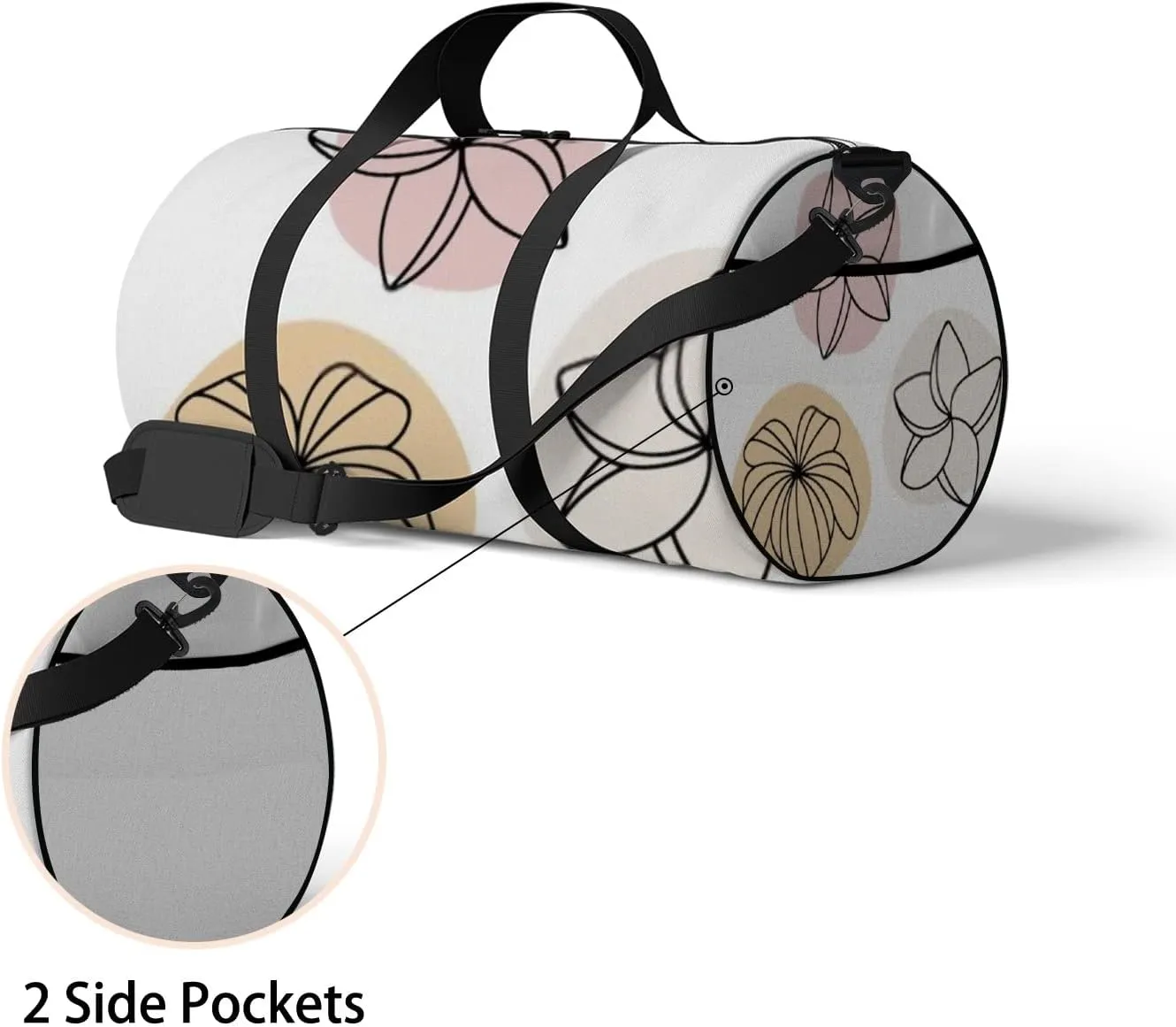 Sports Gym Bag for Women and Men Waterproof Minimal Tropical Flowers Line Art Style Duffel Bag Lightweight Carryon Traveling Boarding Gripsack