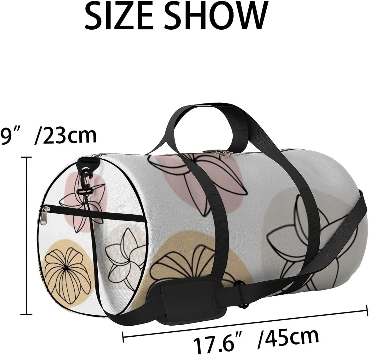 Sports Gym Bag for Women and Men Waterproof Minimal Tropical Flowers Line Art Style Duffel Bag Lightweight Carryon Traveling Boarding Gripsack