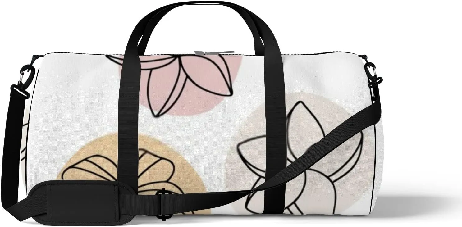 Sports Gym Bag for Women and Men Waterproof Minimal Tropical Flowers Line Art Style Duffel Bag Lightweight Carryon Traveling Boarding Gripsack