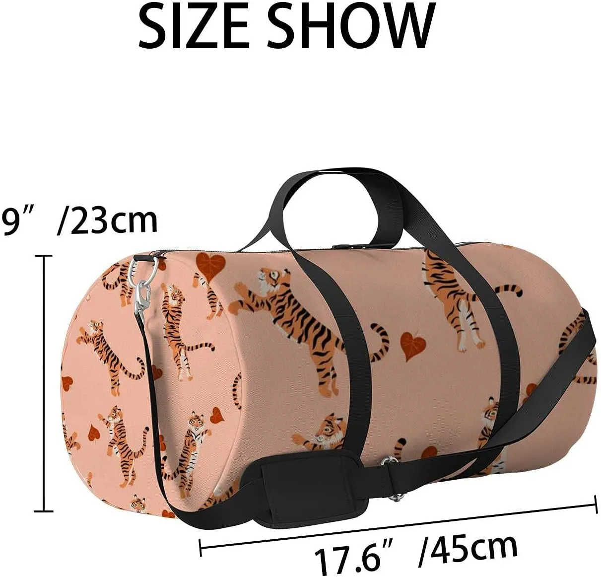 Sports Gym Bag for Women and Men Waterproof Pattern Cartoon Tigers Leaves Duffel Bag Lightweight Carryon Traveling Boarding Gripsack
