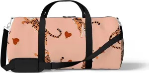 Sports Gym Bag for Women and Men Waterproof Pattern Cartoon Tigers Leaves Duffel Bag Lightweight Carryon Traveling Boarding Gripsack
