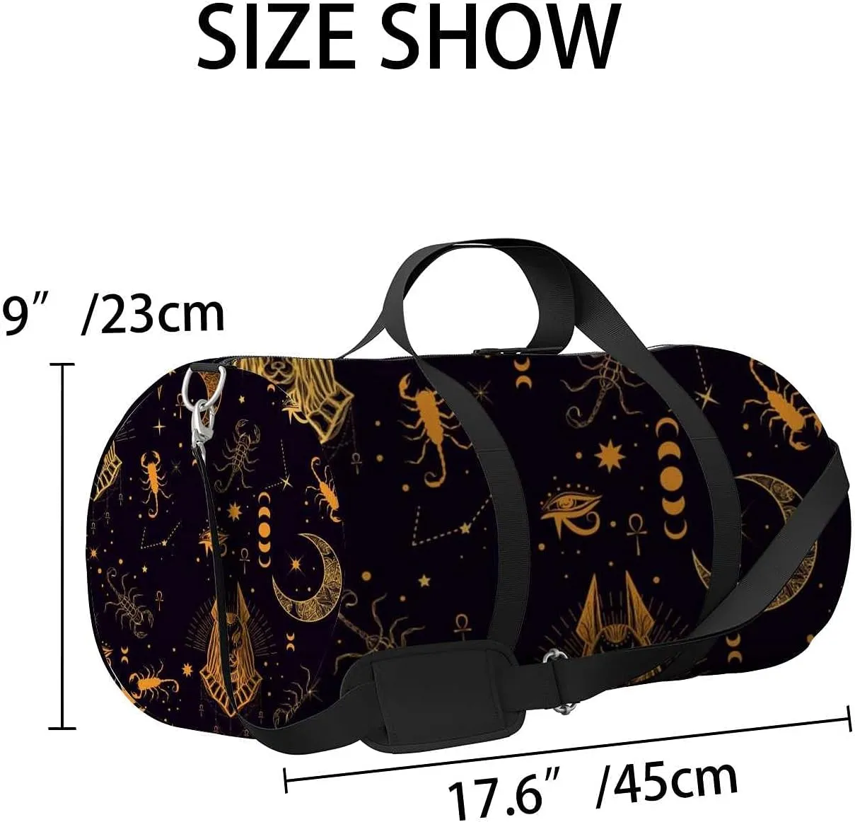 Sports Gym Bag for Women and Men Waterproof Pattern Egyptian Duffel Bag Lightweight Carryon Traveling Boarding Gripsack