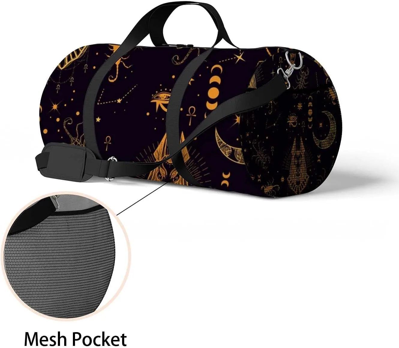 Sports Gym Bag for Women and Men Waterproof Pattern Egyptian Duffel Bag Lightweight Carryon Traveling Boarding Gripsack