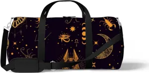 Sports Gym Bag for Women and Men Waterproof Pattern Egyptian Duffel Bag Lightweight Carryon Traveling Boarding Gripsack