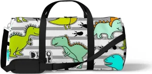 Sports Gym Bag for Women and Men Waterproof Pattern Funny Dinosaurs Stripes Duffel Bag Lightweight Carryon Traveling Boarding Gripsack
