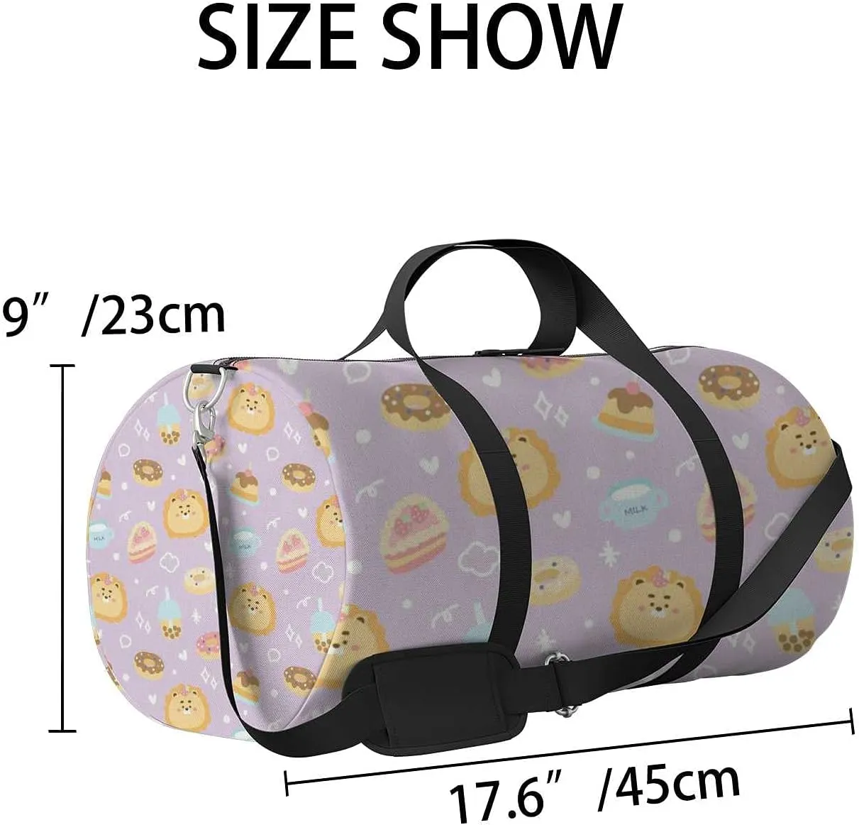 Sports Gym Bag for Women and Men Waterproof Pattern Lion Dessert Cartoon CharacterC Duffel Bag Lightweight Carryon Traveling Boarding Gripsack