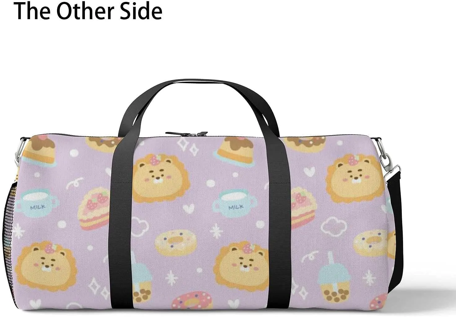 Sports Gym Bag for Women and Men Waterproof Pattern Lion Dessert Cartoon CharacterC Duffel Bag Lightweight Carryon Traveling Boarding Gripsack