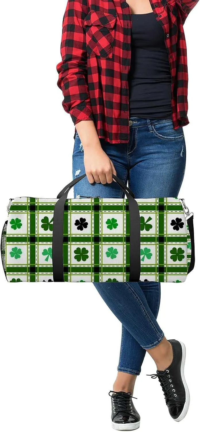 Sports Gym Bag for Women and Men Waterproof Pattern Saint Patricks Day Duffel Bag Lightweight Carryon Traveling Boarding Gripsack