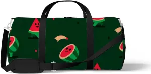 Sports Gym Bag for Women and Men Waterproof Pattern with Cute Watermelon Characters Duffel Bag Lightweight Carryon Traveling Boarding Gripsack