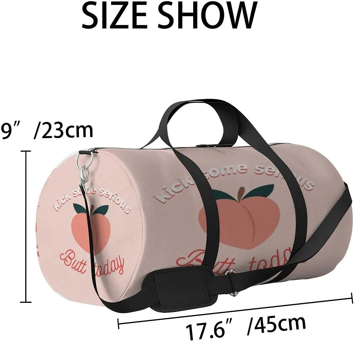 Sports Gym Bag for Women and Men Waterproof Peach Pattern Fruit Duffel Bag Lightweight Carryon Traveling Boarding Gripsack