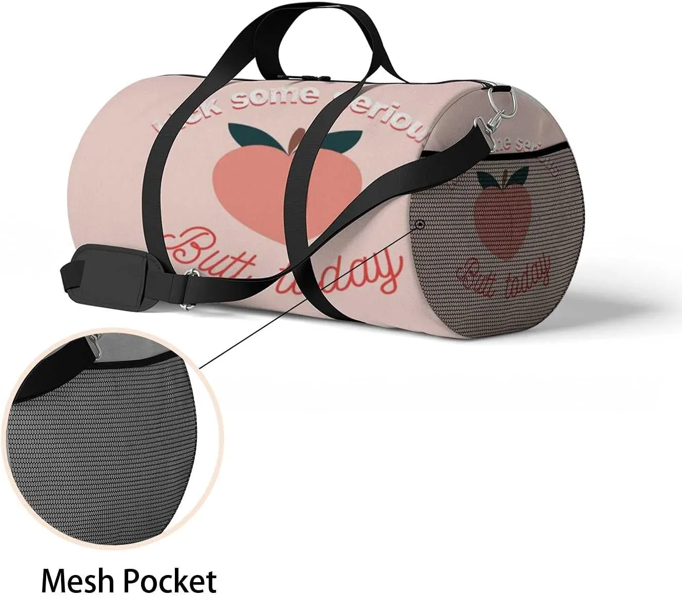 Sports Gym Bag for Women and Men Waterproof Peach Pattern Fruit Duffel Bag Lightweight Carryon Traveling Boarding Gripsack