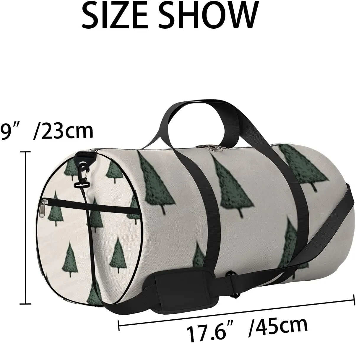 Sports Gym Bag for Women and Men Waterproof Pen Style Sketch Trees Duffel Bag Lightweight Carryon Traveling Boarding Gripsack