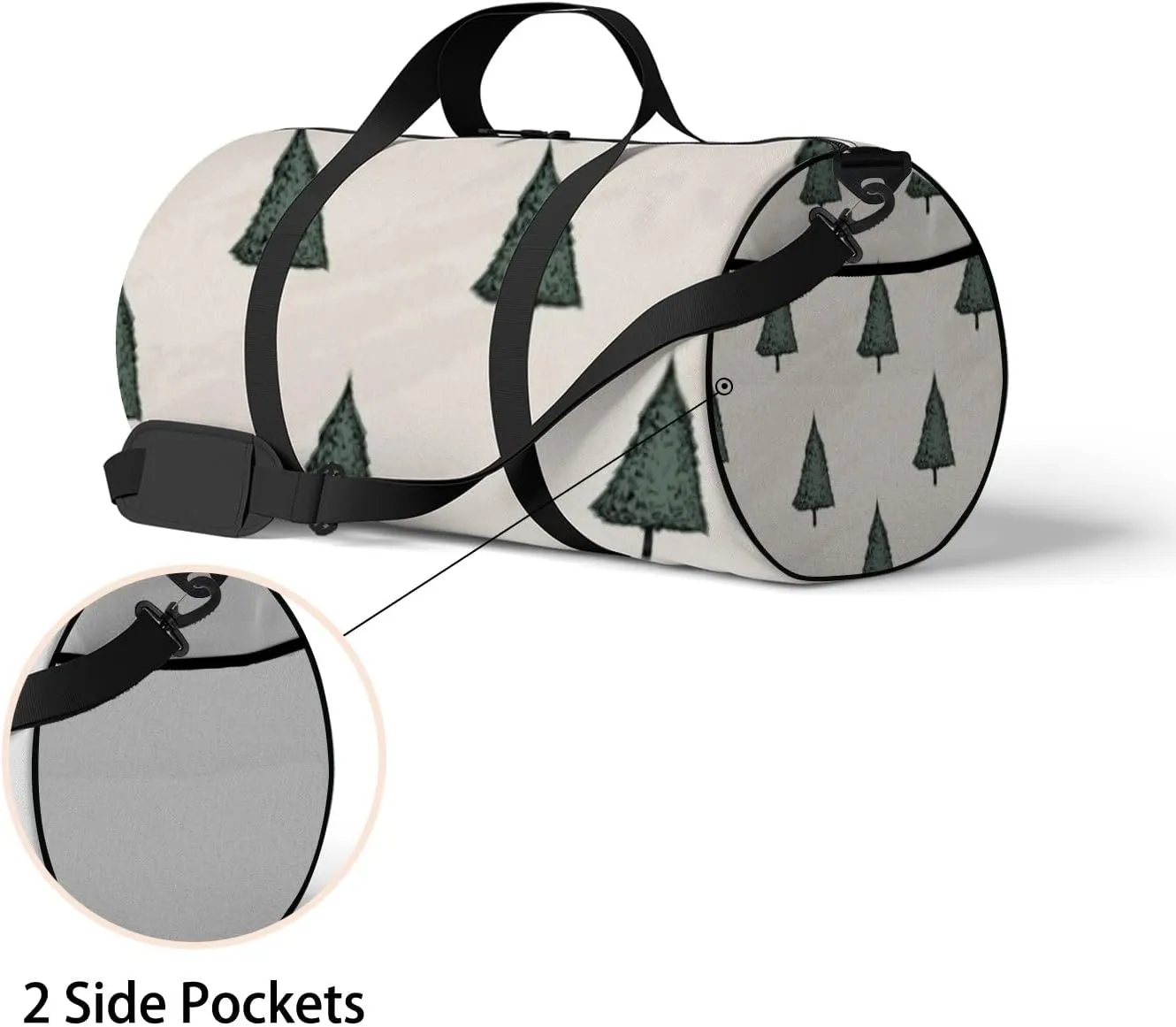 Sports Gym Bag for Women and Men Waterproof Pen Style Sketch Trees Duffel Bag Lightweight Carryon Traveling Boarding Gripsack