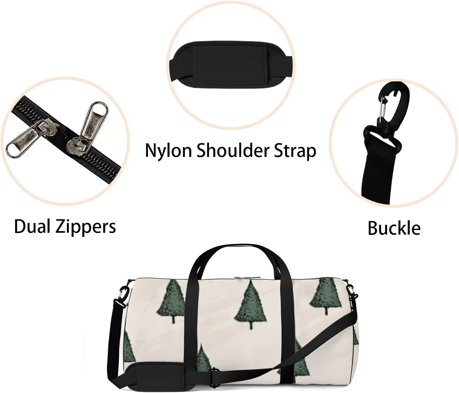 Sports Gym Bag for Women and Men Waterproof Pen Style Sketch Trees Duffel Bag Lightweight Carryon Traveling Boarding Gripsack