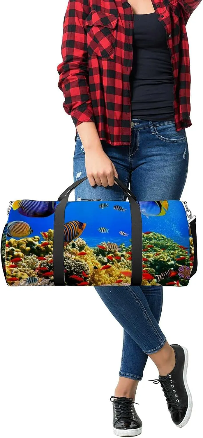 Sports Gym Bag for Women and Men Waterproof Photo Coral Colony Duffel Bag Lightweight Carryon Traveling Boarding Gripsack