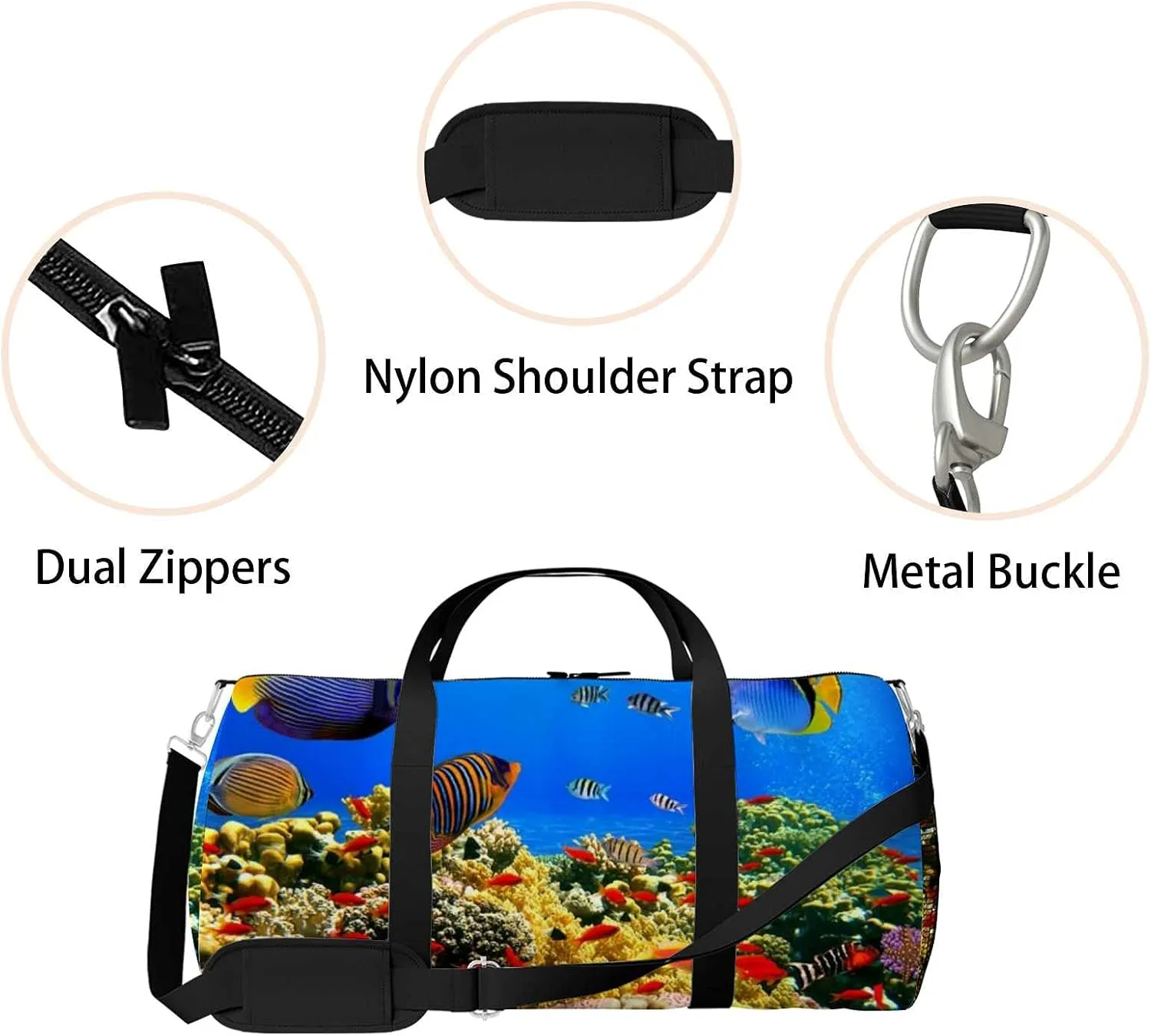 Sports Gym Bag for Women and Men Waterproof Photo Coral Colony Duffel Bag Lightweight Carryon Traveling Boarding Gripsack