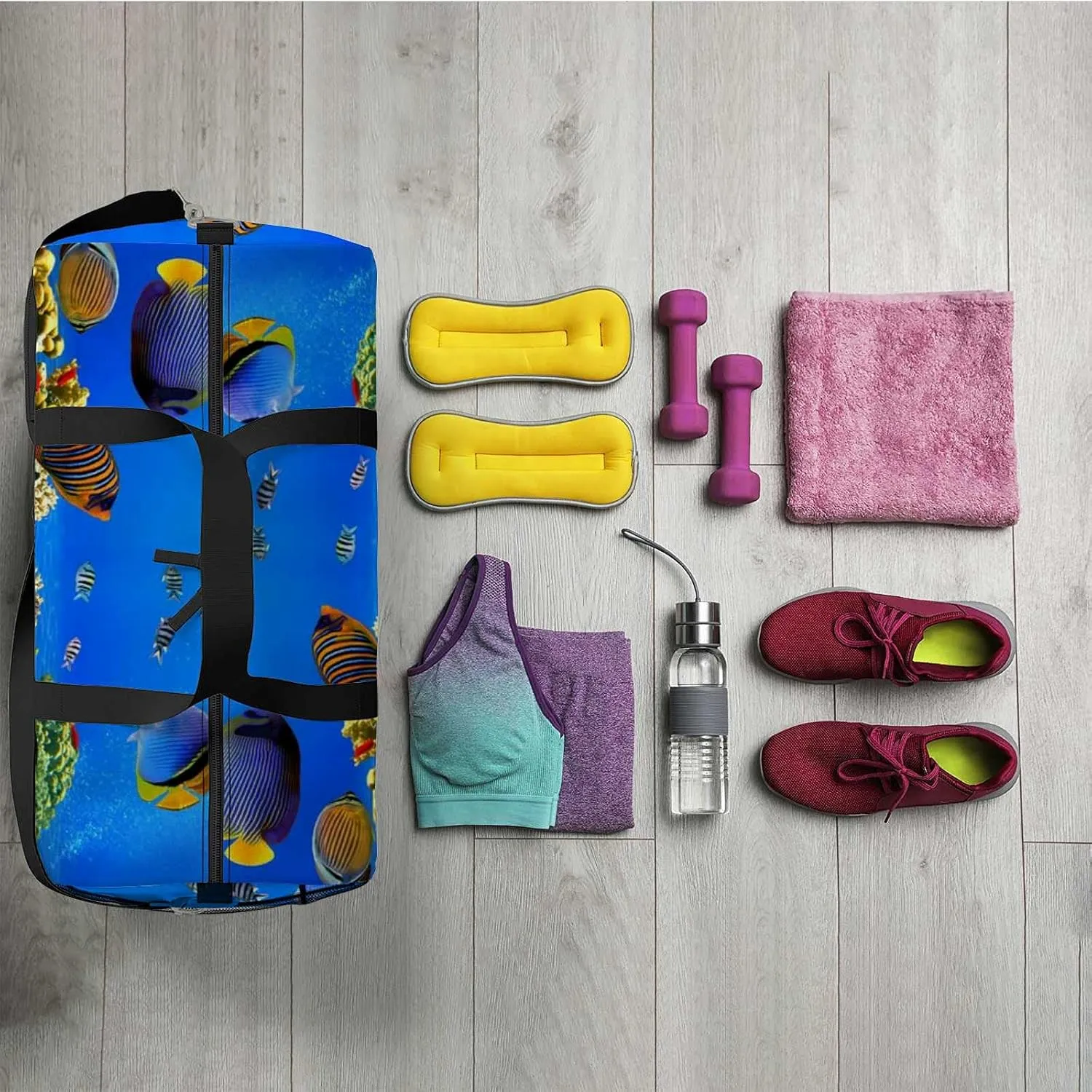 Sports Gym Bag for Women and Men Waterproof Photo Coral Colony Duffel Bag Lightweight Carryon Traveling Boarding Gripsack