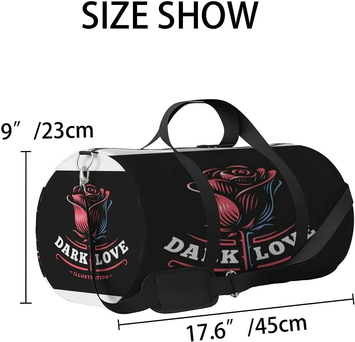 Sports Gym Bag for Women and Men Waterproof Red Rose Illustration Duffel Bag Lightweight Carryon Traveling Boarding Gripsack