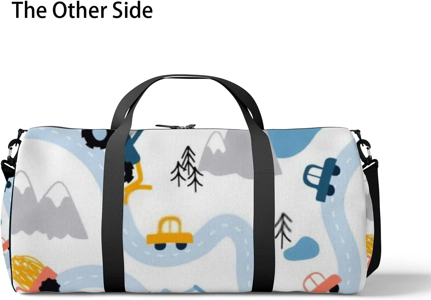 Sports Gym Bag for Women and Men Waterproof Scandinavian Style Cartoon Landscape Duffel Bag Lightweight Carryon Traveling Boarding Gripsack