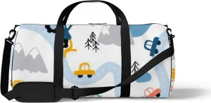 Sports Gym Bag for Women and Men Waterproof Scandinavian Style Cartoon Landscape Duffel Bag Lightweight Carryon Traveling Boarding Gripsack