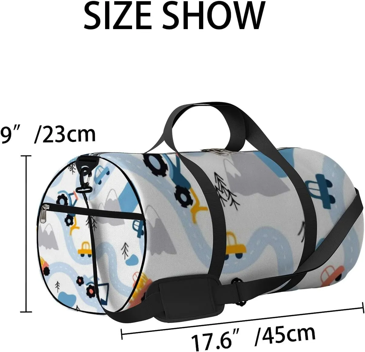 Sports Gym Bag for Women and Men Waterproof Scandinavian Style Cartoon Landscape Duffel Bag Lightweight Carryon Traveling Boarding Gripsack