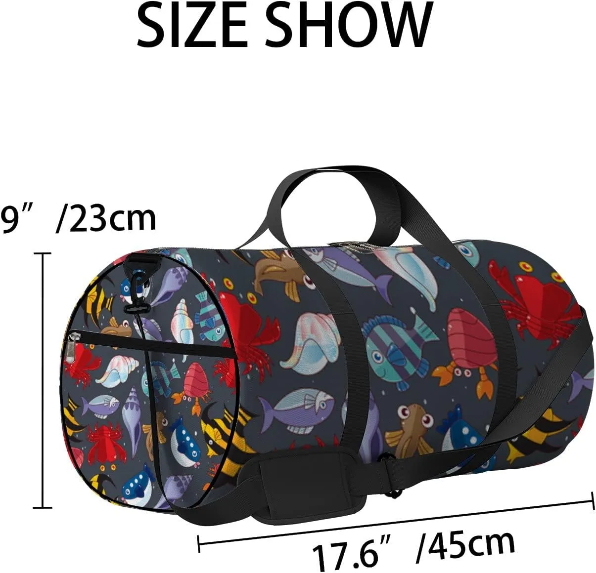 Sports Gym Bag for Women and Men Waterproof Sea Animals Blue Duffel Bag Lightweight Carryon Traveling Boarding Gripsack