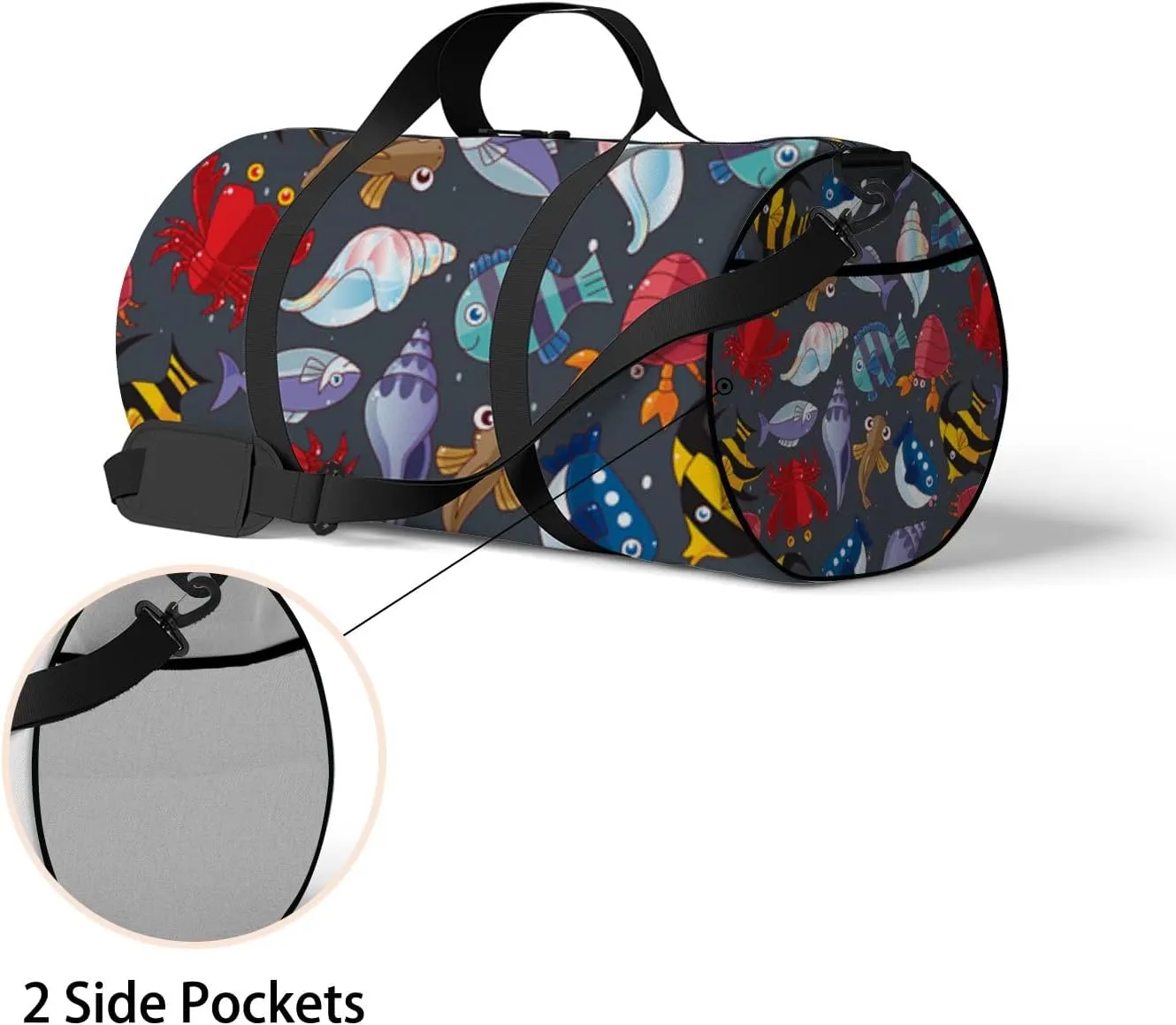 Sports Gym Bag for Women and Men Waterproof Sea Animals Blue Duffel Bag Lightweight Carryon Traveling Boarding Gripsack