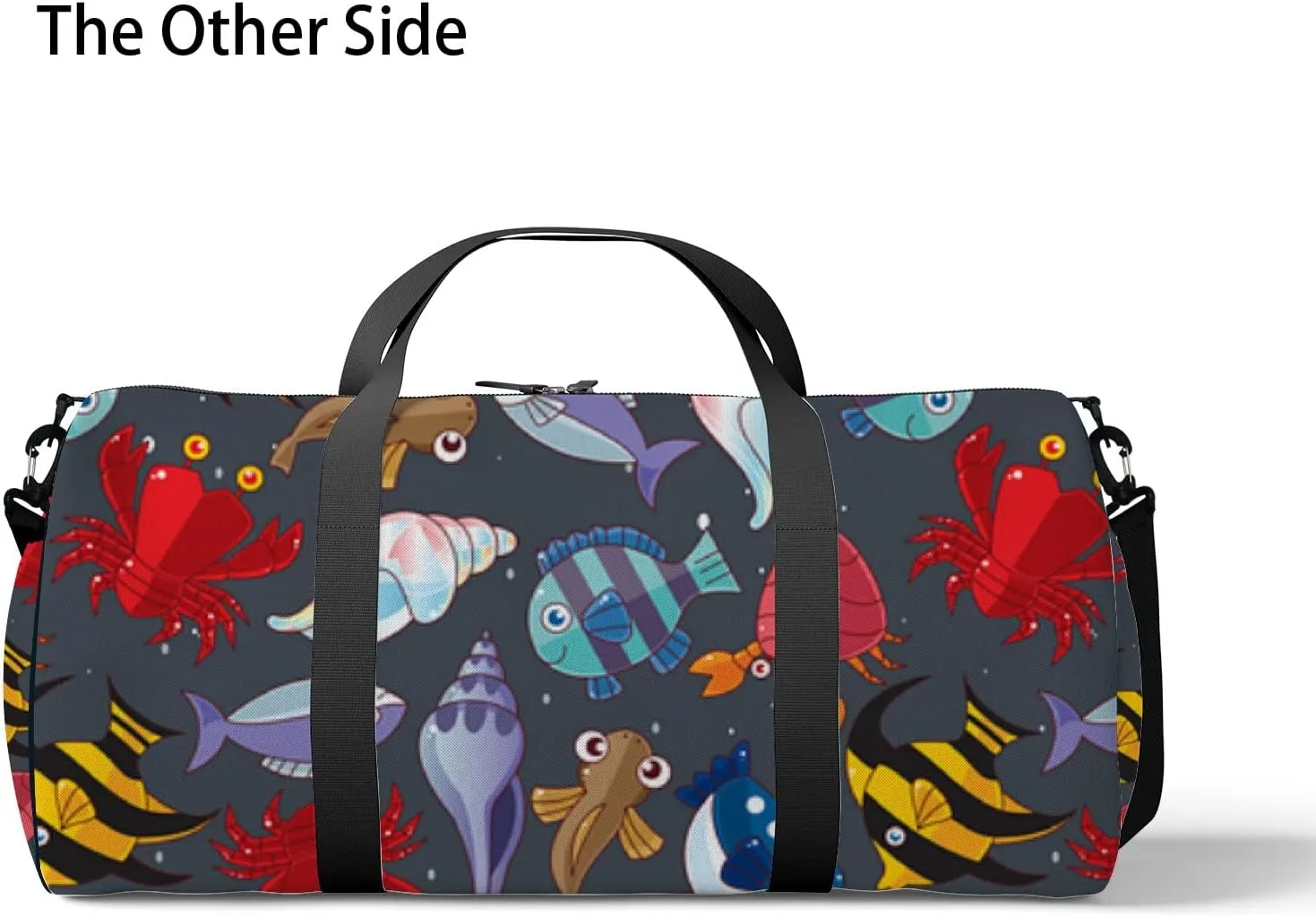 Sports Gym Bag for Women and Men Waterproof Sea Animals Blue Duffel Bag Lightweight Carryon Traveling Boarding Gripsack