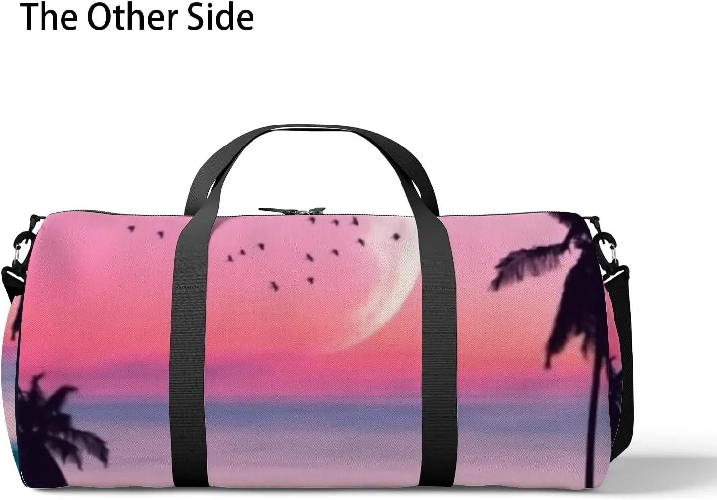 Sports Gym Bag for Women and Men Waterproof Silhouette Palm Tree Tropical Beach Moon Duffel Bag Lightweight Carryon Traveling Boarding Gripsack