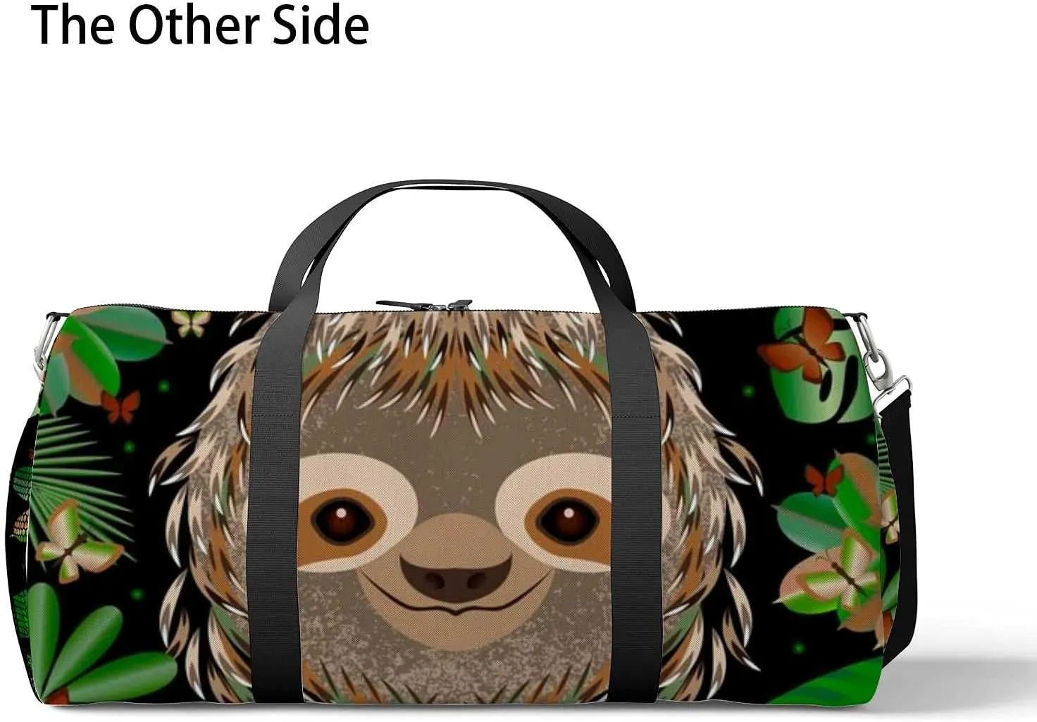 Sports Gym Bag for Women and Men Waterproof Sloth Hhead Face Portrait Gray Duffel Bag Lightweight Carryon Traveling Boarding Gripsack