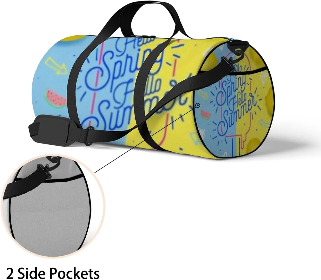 Sports Gym Bag for Women and Men Waterproof Spring Summer Lemon Duffel Bag Lightweight Carryon Traveling Boarding Gripsack