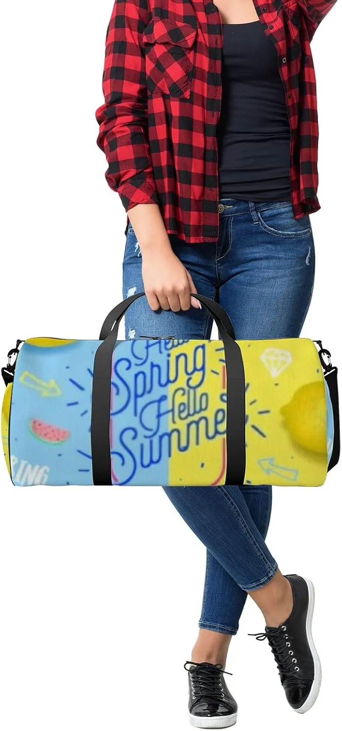 Sports Gym Bag for Women and Men Waterproof Spring Summer Lemon Duffel Bag Lightweight Carryon Traveling Boarding Gripsack