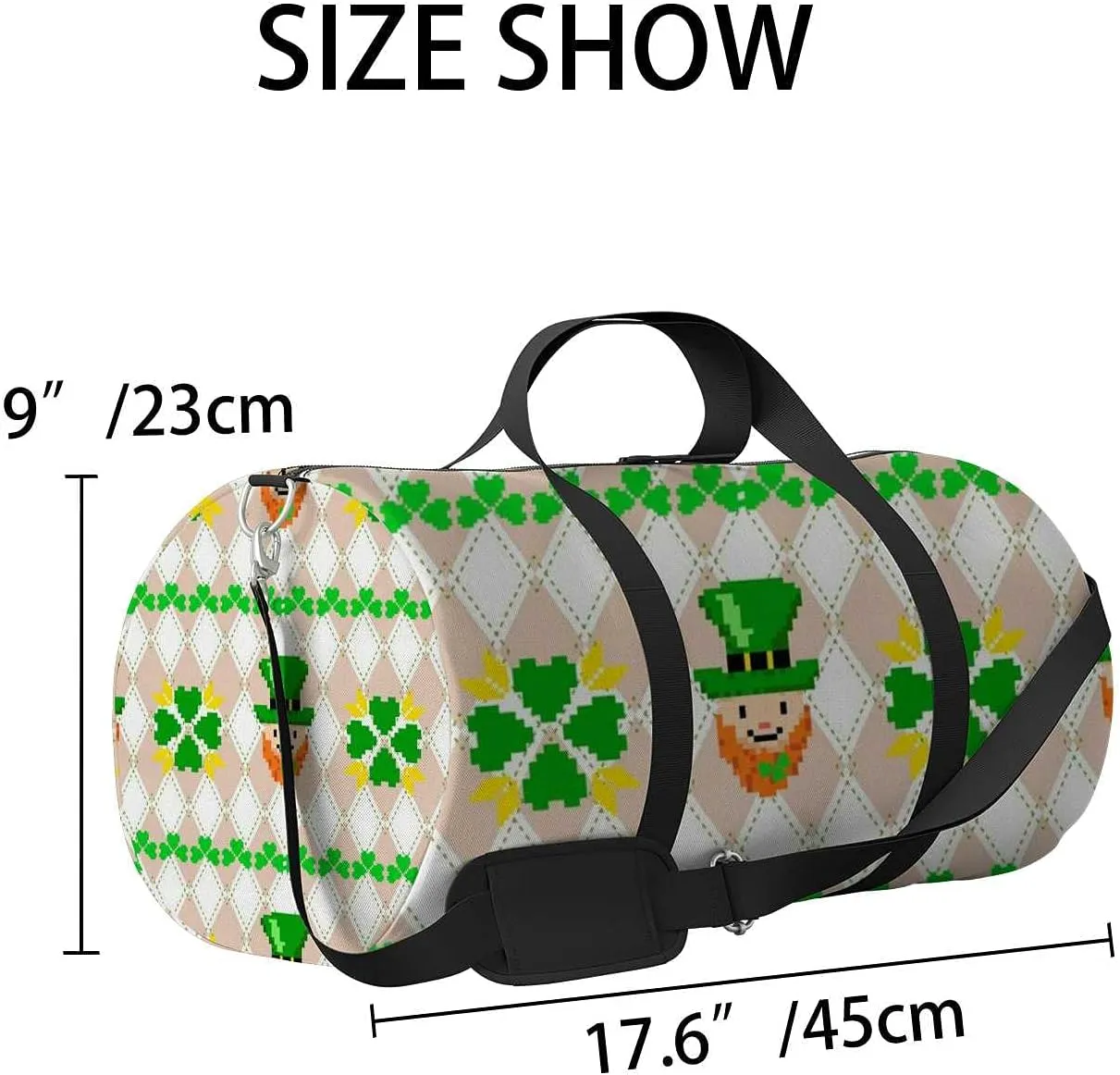Sports Gym Bag for Women and Men Waterproof St-patricks Day Pattern Cute Duffel Bag Lightweight Carryon Traveling Boarding Gripsack