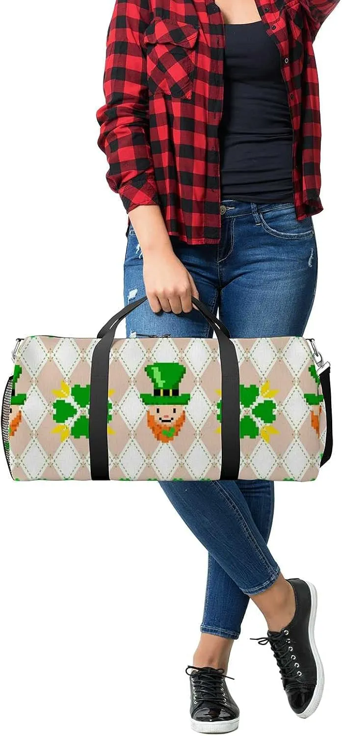 Sports Gym Bag for Women and Men Waterproof St-patricks Day Pattern Cute Duffel Bag Lightweight Carryon Traveling Boarding Gripsack