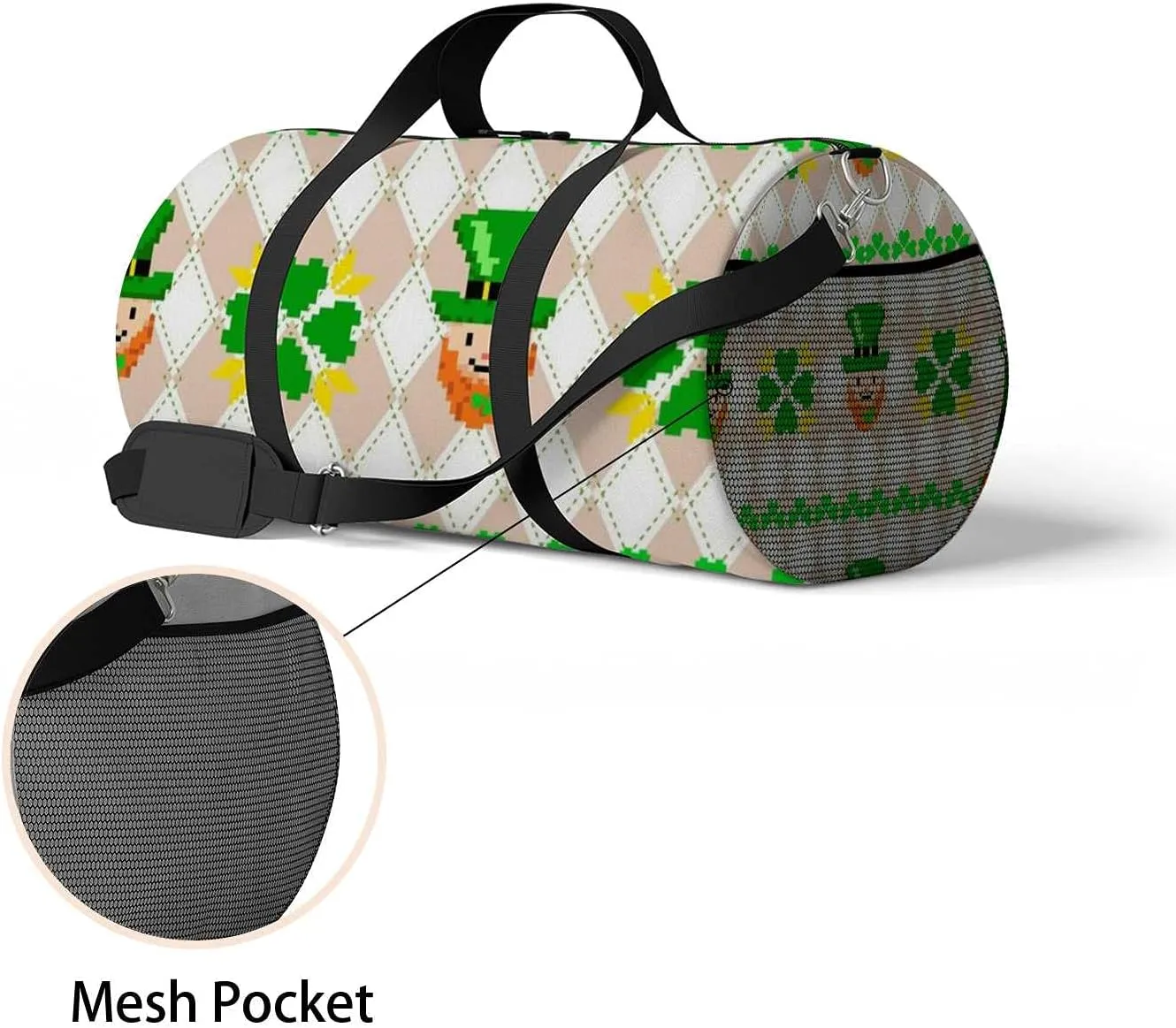 Sports Gym Bag for Women and Men Waterproof St-patricks Day Pattern Cute Duffel Bag Lightweight Carryon Traveling Boarding Gripsack