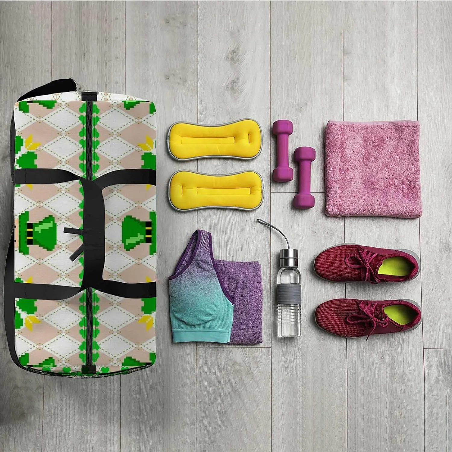 Sports Gym Bag for Women and Men Waterproof St-patricks Day Pattern Cute Duffel Bag Lightweight Carryon Traveling Boarding Gripsack