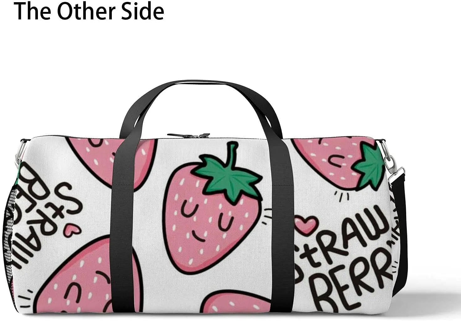 Sports Gym Bag for Women and Men Waterproof Strawberry Pattern Illustration Duffel Bag Lightweight Carryon Traveling Boarding Gripsack