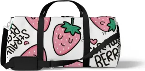 Sports Gym Bag for Women and Men Waterproof Strawberry Pattern Illustration Duffel Bag Lightweight Carryon Traveling Boarding Gripsack