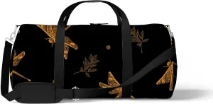 Sports Gym Bag for Women and Men Waterproof Stylish Pattern Drawn Dragonfly Duffel Bag Lightweight Carryon Traveling Boarding Gripsack