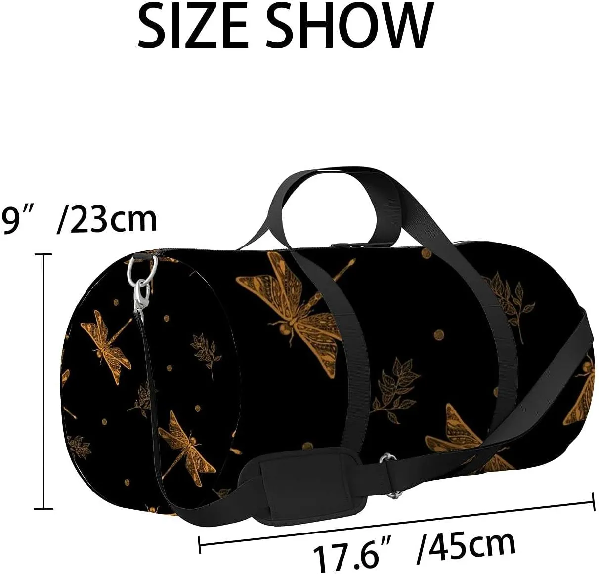 Sports Gym Bag for Women and Men Waterproof Stylish Pattern Drawn Dragonfly Duffel Bag Lightweight Carryon Traveling Boarding Gripsack