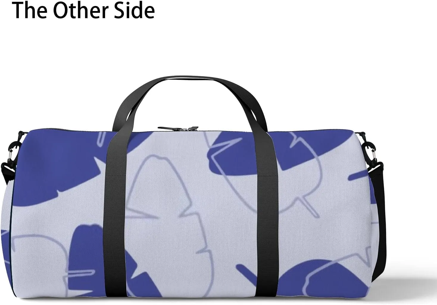 Sports Gym Bag for Women and Men Waterproof Tropical Leaves Hand Drawn Pattern Blue Purple Duffel Bag Lightweight Carryon Traveling Boarding Gripsack