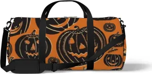 Sports Gym Bag for Women and Men Waterproof Vintage Halloween Pattern Orange Duffel Bag Lightweight Carryon Traveling Boarding Gripsack