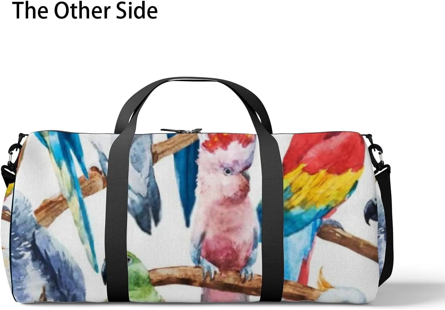 Sports Gym Bag for Women and Men Waterproof Watercolor Bright Parrot Tropical Bird Duffel Bag Lightweight Carryon Traveling Boarding Gripsack