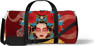 Sports Gym Bag for Women and Men Waterproof Woman Beautiful Traditional Chinese Opera Duffel Bag Lightweight Carryon Traveling Boarding Gripsack