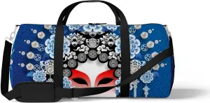 Sports Gym Bag for Women and Men Waterproof Woman Chinese Pattern Opera Duffel Bag Lightweight Carryon Traveling Boarding Gripsack