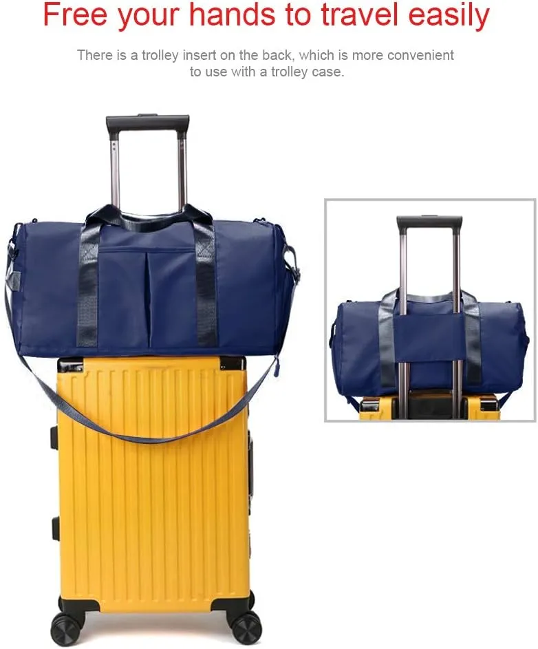 Sports Gym Bag With Shoe Bag Wet Bag Duffle Bag Waterproof Travel Bag for Women Men Blue 29L