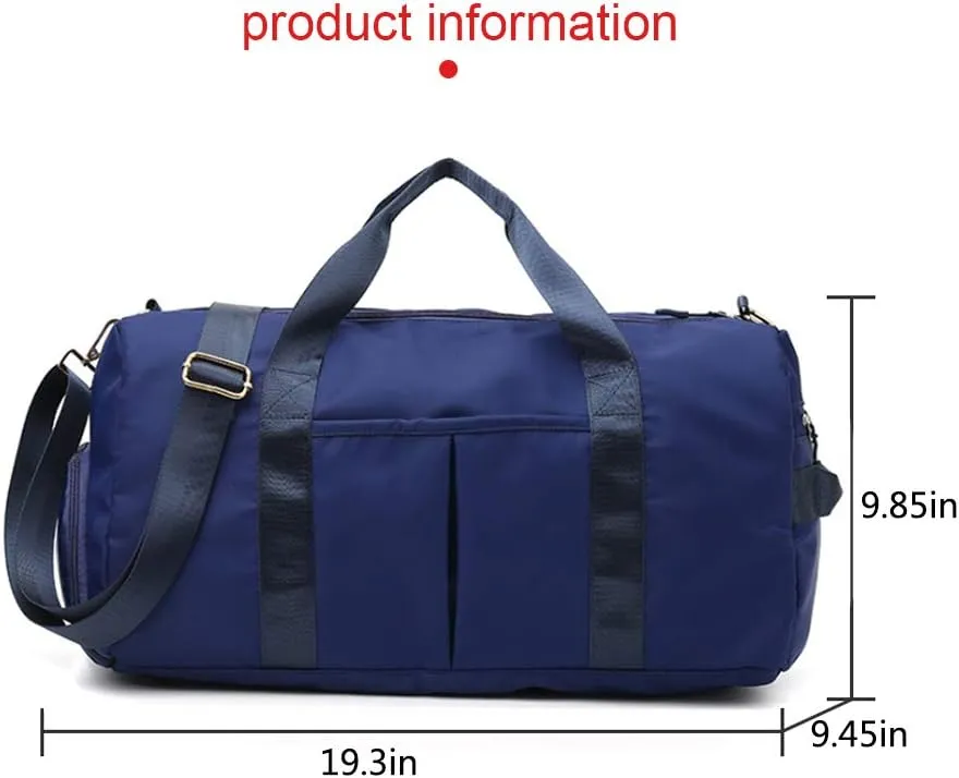 Sports Gym Bag With Shoe Bag Wet Bag Duffle Bag Waterproof Travel Bag for Women Men Blue 29L