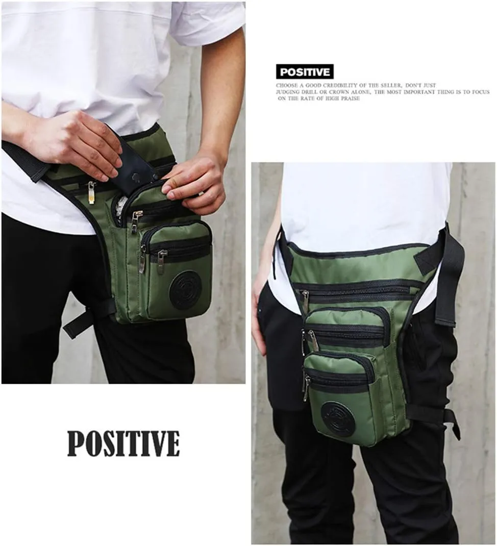 Sports Thigh Waist Bag Fanny Pack Racing Tactical Drop Leg Bag Waterproof Motorcycle Outdoor Bag Travel Hiking Climbing Cycling Shoulder Portable Bags (Army Green)