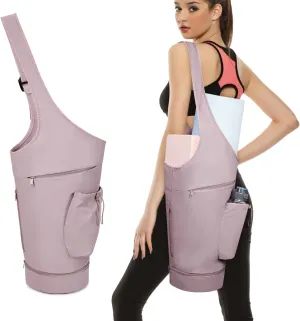sportsnew Yoga Mat Bag, Large Opening Long Tote Yoga Mat Carrier Holder Bag with Waterproof Wet Pocket and Drawstring Water Bottle Pocket, Adjustable Shoulder Strap Storage Bag, patent pending